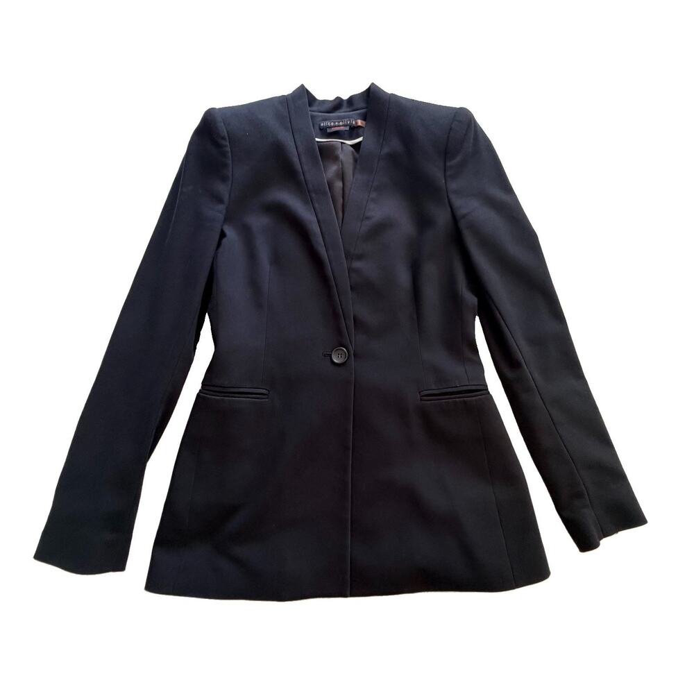 Alice & Olivia Employed Womens Collarless One Button Blazer Jacket 8 Work Office